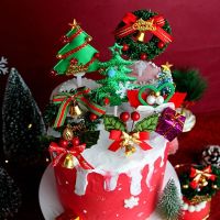 【CW】 Christmas Cake Topper Xmas Party Xmas Cake Decoration Christmas Wreath Cake Decoration For New Year Christmas Tree Topper