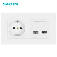 【No-profit】 Ideal Choice SRAN 2Gang Wall Power Socket และ Dual Usb 5V2.1A PC แผง146มม. * 86มม. สีขาว/สีดำ/ ทองซ็อกเก็ต Usb