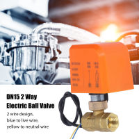 DN15 2 Way 2 Wire บอลวาล์วไฟฟ้าปกติเปิดบอลวาล์วทองเหลือง 1/2in เกลียวท่อ AC220V