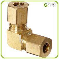 CUFEI 1/4 "X 1/4" หลอด OD การติดตั้งท่อบีบอัด ทองสีทอง ข้อศอกของสหภาพการบีบอัด ใช้งานได้จริง ข้อต่อท่อทองเหลือง น้ำน้ำมันเบนซินน้ำมัน