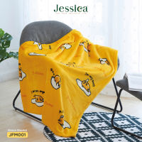 Jessica Fleece Gudetama ผ้าห่มขนาดเล็กหรือผ้าคลุมไหล่ขนแกะเทียม ฟลีซ เจสสิก้า พิมพ์ลายลิขสิทธิ์แท้ นุ่มลื่น ลาย  JFM01