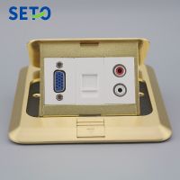 SeTo Pop-up Type Floor Socket Network RJ45 Cat5e + Audio RCA AV + VGA Connector Wall Plate Socket Keystone Floor Receptacle