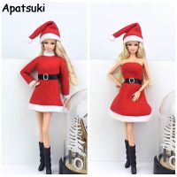 Merry Christmas Outfits For Blythe Doll Dress amp; Red Hat High Heels Shoes Clothes For Barbie 1/6 Doll Accessories Kids Toy