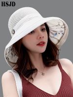 2019 Summer Big Wide Brim Flower Sun Hat For Women Mesh UV Protection Beach Hat Female Net Foldable Sun Hats Ladys Bucket Hat