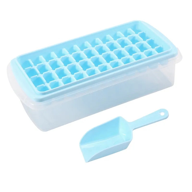 Silicone Ice Cube Tray with Lid and Bin for Freezer Nugget Ice