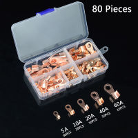 80pcs Copper Battery Cable Connector Terminal Open Lugs Wire Terminals