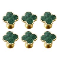 6Pcs Clover Knob Creative Cabinet Drawer Knob for Dresser Wardrobe Pull Single Hole Door Knob