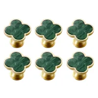 6Pcs Clover Knob Creative Cabinet Drawer Knob for Dresser Wardrobe Pull Single Hole Door Knob