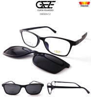 ?กรอบแว่นตา GEZE 1ClipOn รุ่น HW928-C2 เต็มกรอบสีดำด้าน ฟรีคลิปออนกันแดดสีดำ Polarized เปลี่ยนเป็นแว่นตากันแดด ป้องกันแสงแดด รังสี UVA UVB UV400