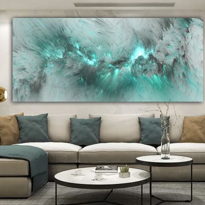 Wangart light blue Cloud Abstract Oil Painting Think Independe Wall Picture For Living Room Canvas Modern Art Poster And Print