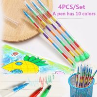 DIAN0เด็กมีสีสันน่ารักศิลปะดินสอสีพาสเทลแบบเปลี่ยนได้10เครื่องเขียนดินสอสีปากการะบายสีกราฟฟิตี