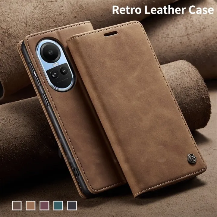 เคสสำหรับ-oppo-reno10-pro-reno-10pro-reno-10เคส2023-5g-เคสฝาพับหนังแบบย้อนยุคสุดหรูหรูหรามีที่ใส่ช่องใส่การ์ดแม่เหล็กกระเป๋าสตางค์ฝาครอบกันกระแทก