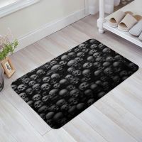 Black Skull Floor Mat Entrance Door Mat Living Room Kitchen Rug Non-Slip Carpet Bathroom Doormat Home Decor