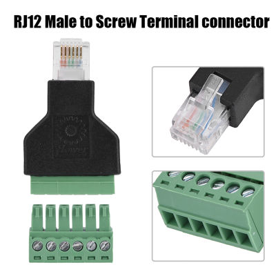 RJ12 ชายสกรูอะแดปเตอร์ Ethernet RJ12 6P6C ชาย 6 พินขั้วต่อสกรูอะแดปเตอร์ RJ12 Ethernet ชายอะแดปเตอร์ Audio & Video Connectors