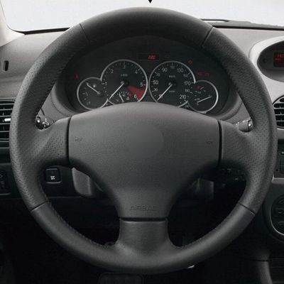 DIY Hand-stitched Car Steering Wheel Cover Black Suede Red Marker For Peugeot 206 1998-2005 206 SW 2003-2005 206 CC 2004 2005