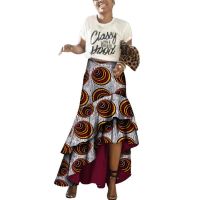 [Free ship] Cotton African printed long ethnic womens irregular frill cross-border e-commerce supply