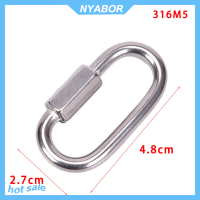 NYABOR 1PC ปีนโซ่สแตนเลสเชื่อมต่อพวงกุญแจหัวเข็มขัดล็อค carabiner