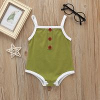 red baby clothes, jumpsuits, [SKIC] Ins Newborn Infant Baby Girls Solid Rompers Sleeveless Bodysuits Ribbed Clothes Outfits