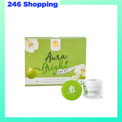 1 ชุด Aura Bright Box Set ครีมออร่า ไบรท์ บ็อกซ์ เซ็ต ครีมบำรุงผิวหน้าแอปเปิ้ลเขียว 1 ชุด มี 2 ตลับ