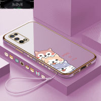 AnDyH Casing Case For Realme 7 5G Case Cute Cartoon Dogs Luxury Chrome Plated Soft TPU Square Phone Case Full Cover Camera Protection Anti Gores Rubber Cases For Girls