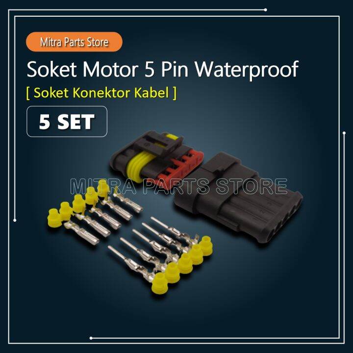 Soket Kabel Motor Anti Air Pin Kecil Set Lengkap Dengan Skun Kabel