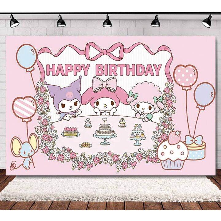 NEW Sanrio Melody Birthday theme backdrop banner party decoration photo ...