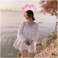 J12651 Dress เดรส รูดเชือกคอ