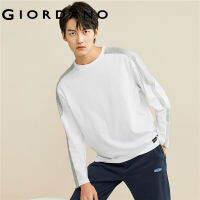 GIORDANO Men T-Shirts Color Block Drop Shoulder Casual T-Shirts Crewneck Long Sleeve 100% Cotton Simple Relaxed Tee 01022827