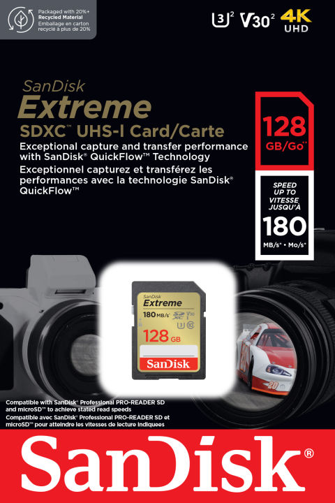 SanDisk 256 Go Extreme UHS-I U3 SD card 180 Mo/s Full SDXC Carte