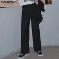 [Perfectly] เกาหลีสไตล์ INCERUN Mens กางเกงขายาวลำลองสายรัดขากว้างสมาร์ทกางเกงทำงาน Bottoms. 