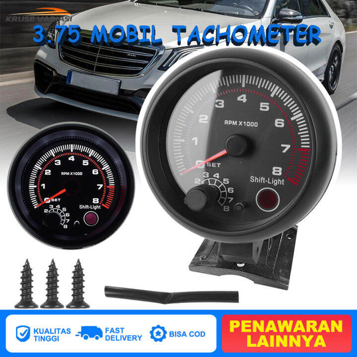 3.75'' Mobil Tachometer Universal Tacho Meteran Pengukur LED Shift
