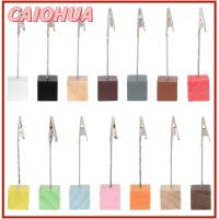 CAIOHUA 1PC ที่หนีบกระดาษ ของตกแต่งบ้าน ไม้ รูปทรงสี่เหลี่ยม บันทึกข้อตกลง โฟลเดอร์ข้อความ Place Card คลิปรูปถ่าย ที่หนีบขาตั้ง ที่ใส่หมายเลขโต๊ะ