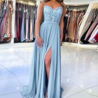 Women Blue Boho Loose Sleeveless Lace Dresse Holiday Long Maxi Dress Evening Prom Party Beach Dresses Elegent Summer Sundress