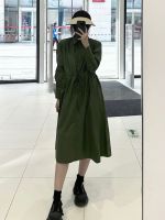 Uniqlo Sanlitun Womens Cotton Drawstring Waist Shirt Dress Long Sleeve Long Thin Jacket Y462596