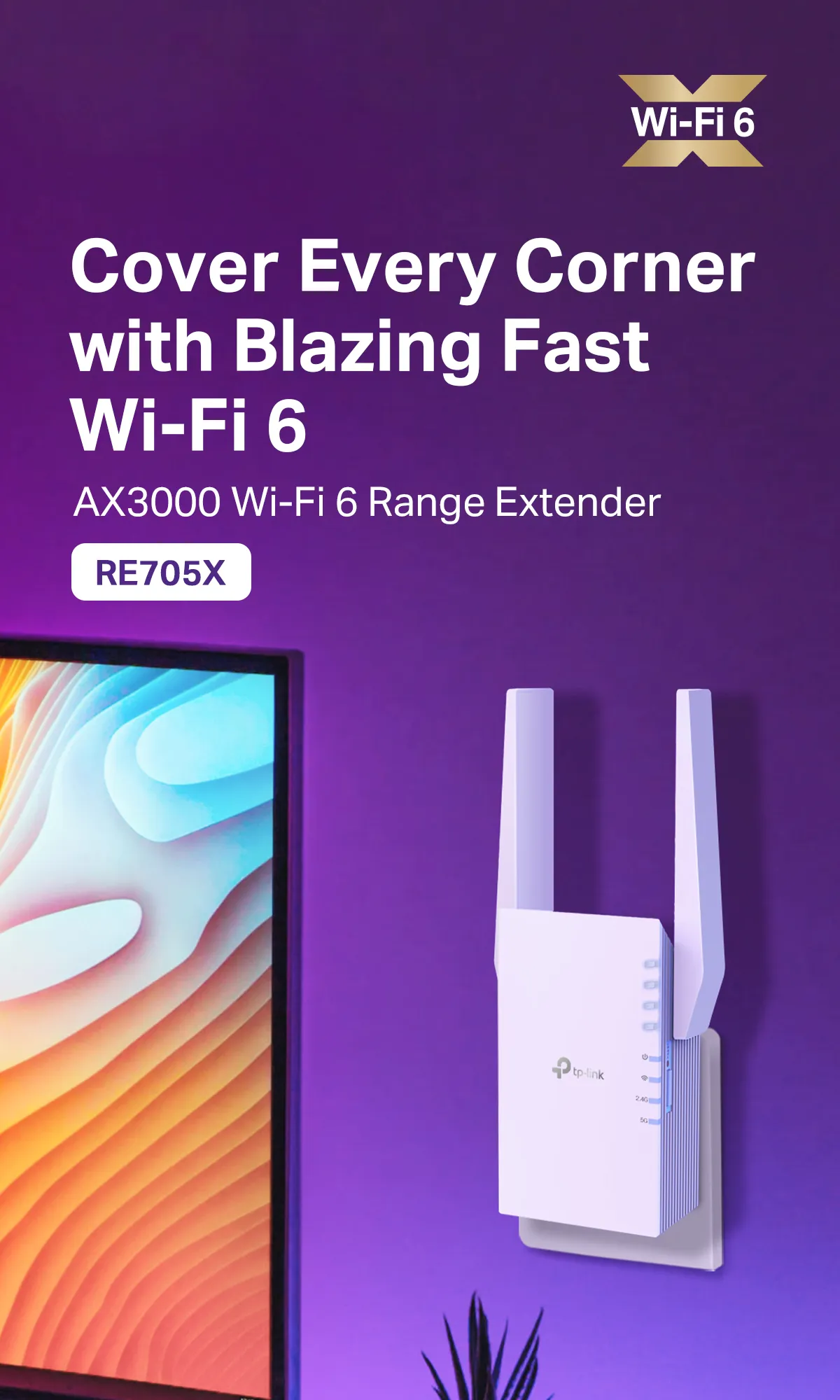 TP-Link RE705X Dual Band AX3000 Gigabit MU-MIMO One Mesh Wi-Fi 6 Range  Extender