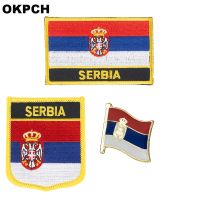 hotx【DT】 Serbia Flag Embroidered Iron on Patches for Clothing Metal badges PT0152-3