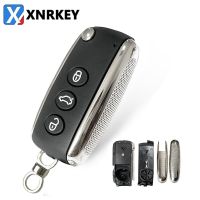 XNRKEY รถรีโมทพับได้ดัดแปลง3ปุ่มซองใส่กุญแจ Fob สำหรับเคสเปลี่ยนกล่องกุญแจเบนท์ลีย์2006-2013