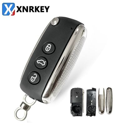 XNRKEY รถรีโมทพับได้ดัดแปลง3ปุ่มซองใส่กุญแจ Fob สำหรับเคสเปลี่ยนกล่องกุญแจเบนท์ลีย์2006-2013