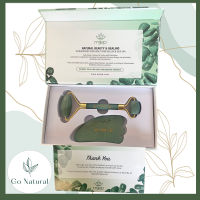 Jade Gua Sha Heart and facial roller for Face massage 100% Jade Natural crystal แผ่นกัวซาและลูกกลิ้งหยกสำหรับนวดหน้า หินแท้