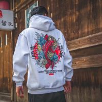 Trendy street dance like a fish in water printed hooded sweater men and women couples national tide personality leisure all-match long-sleeved jacket