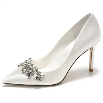 White satin high on sale heels