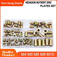 Hex Drive Kepala Flang Furniture Kacang untuk Kayu Thread Insert Hexagon Nutsert Seng Berlapis Set Bermacam Kit M4 M5 M6 m8 M10