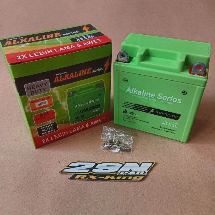 Aki Accu Motor Merk Alkaline ATX-3L Gel Technology Universal RX King