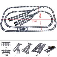 รถไฟเมือง MOC จุดซ้ายขวาที่มีความยืดหยุ่นรางรถไฟข้ามรางของเล่นแบบต่ออิฐบล็อคก่อสร้างโค้งตรง