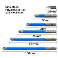 4/6/7Pcs Anti-skid Screwdriver Set S2 Steel Electric Screwdriver Head Cross Screwdriver Head Electric Magnetic Drill Screw Nut Drivers