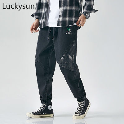 [M-8XL] BlackJeans Men Fashion Stitching Blue Denim Jeans Elastic Band Comfortable Plus Size Loose Jeans SUN