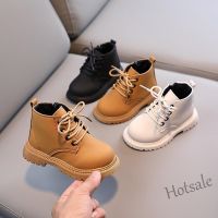 【hot sale】 ♈☽∈ C19 British Style Girls Boys Martin Boots Zipper Kids Leather Shoes Lace-up Simple Soft Sole Anti-slippery 2-8 Years Old