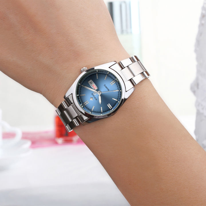 wwoor-หรูหราสีฟ้านาฬิกาวันที่สัปดาห์ผู้หญิงนาฬิกาสุภาพสตรีสแตนเลสสร้อยข้อมือสตรีนาฬิกาข้อมือหญิงนาฬิกา-rel-gio-feminino