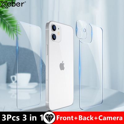 3in1 Front+Back+Lens Full Cover Protective Tempered Glass For iPhone 11 12 14 13 Pro Max Mini Clear Screen Protector Glass Film