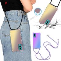 Crossbody Necklace strap lanyard cord Gradient case For oneplus Nord 2 N200 CE N10 5G Silicone Cover For one plus 9 8 pro 9R Phone Cases